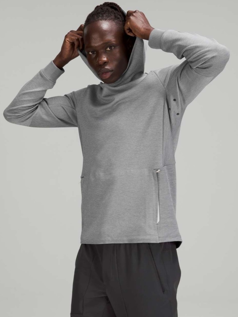 Lululemon Textured Tech Hoodie White Opal / Rhino Grey size small